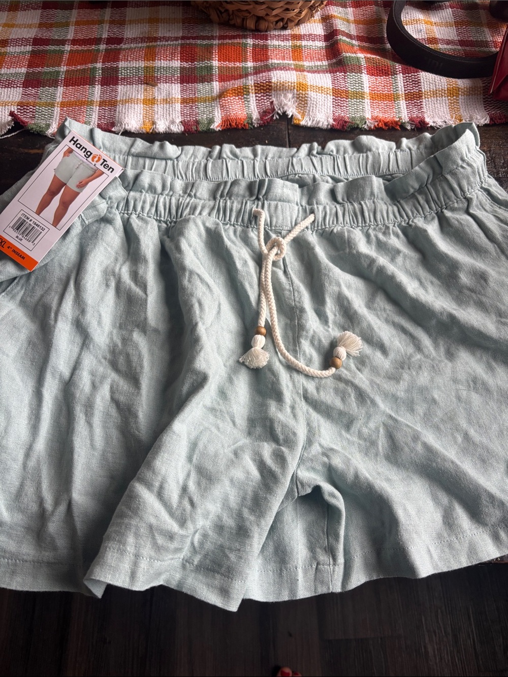 NWT…Hang Ten Women's Seafoam blue High-Waist Drawstring Shorts - Picture 1 of 5